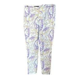 Brooks Brothers Stretch Cotton Pique Side Zip Pants Equestrian Print Size 10